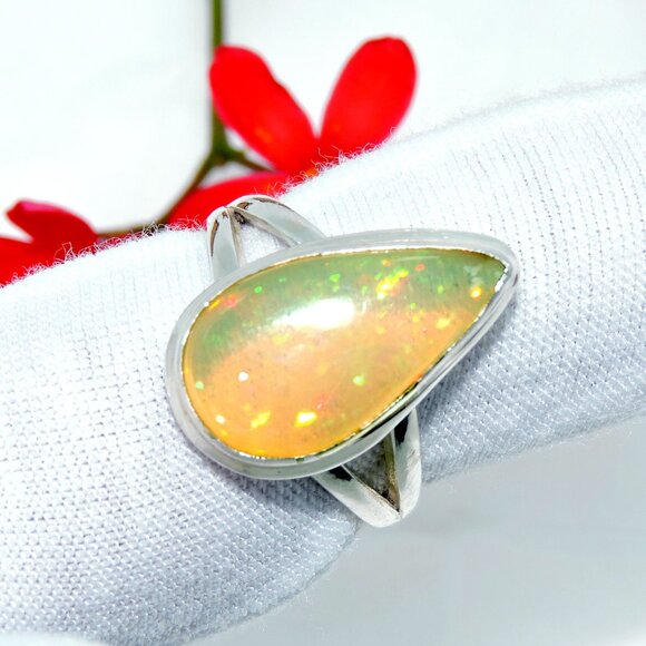 Ethiopian opal Gemstone Ring, Opal 925 Sterling Silver Ring,Handmade Design Ring - Picture 5 of 6